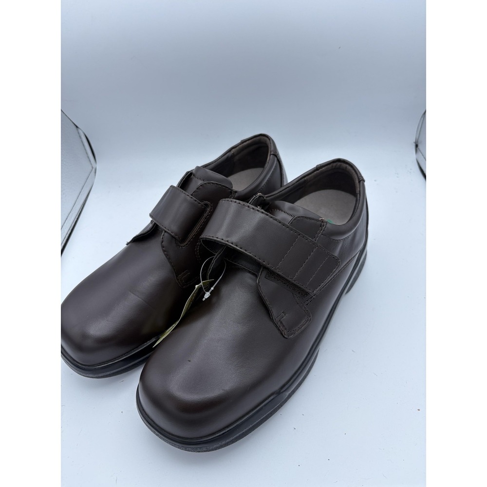 Apex SmartGrip Shoes Mens Size 9.5 Wide Brown Leather Hook &‎ Loop Loafers